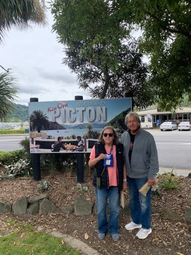 PSC Neck Wallet and Dave F & Sherri T posed in Picton, New Zealand 