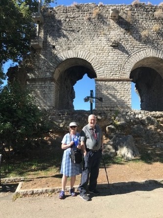 PSC neck wallet at the Roman ruins in Nice with Barry & Cheryl S