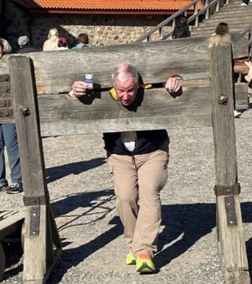 PSC Business Card and Scott S are locked up in a stockade at the Trakai Castle in Lithuania