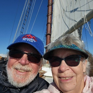 : PSC Ball Cap went sailing on "Manitou" in Traverse Bay, MI while Karen & Mike H sat back and relax