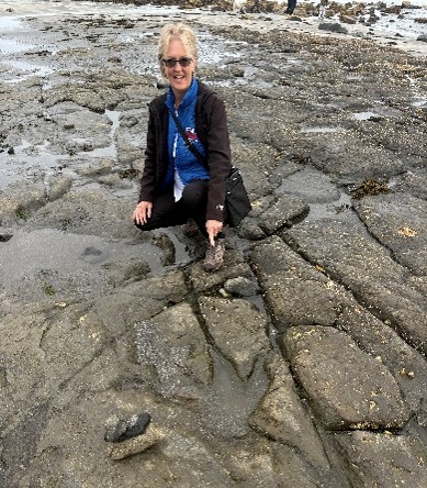PSC Vest tracked down Dino footprints on An Corran Beach, Isle of Skye, Scotland with Dawn R 