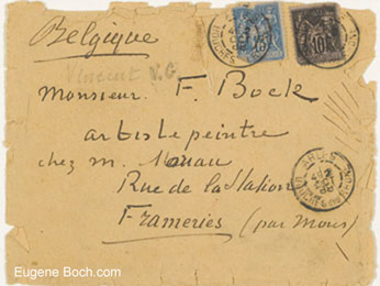 Umschlag Brief von Vincent van Gogh vom 2. Oktober 1888 an Eugène Boch © eugeneboch.com