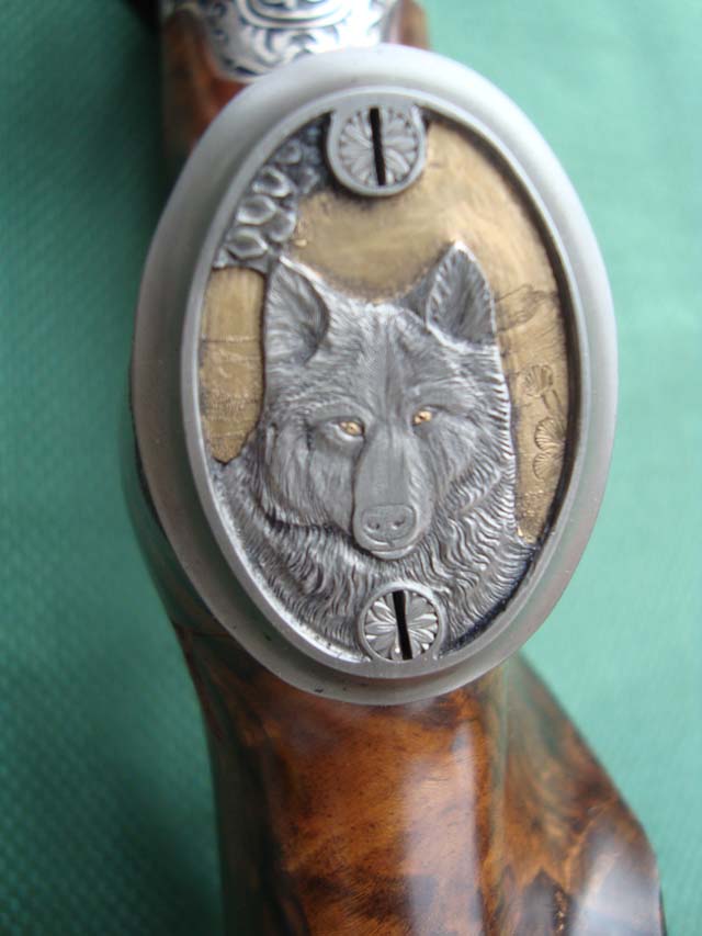 Pistolengriffkäppchen von Sommer-Exklusiv - Wolf - Gold - Gravur - veredelt by Sommer Exklusiv - Blaser
