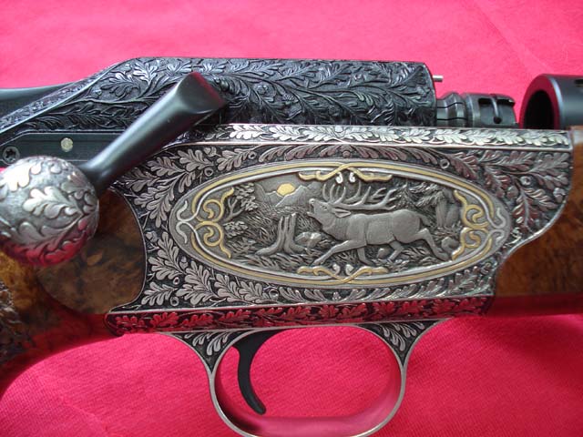 Blaser R93 Komplettveredelung von Sommer-Exklusiv - Gravuren, Gravur Hirsch Rothirsch Rotwild Hirsche Rothirsche