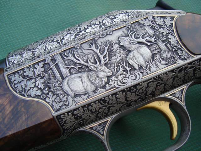 Blaser R93 Komplettveredelung von Sommer-Exklusiv - Gravuren, Gravur Hirsch Rothirsch Rotwild Hirsche Rothirsche