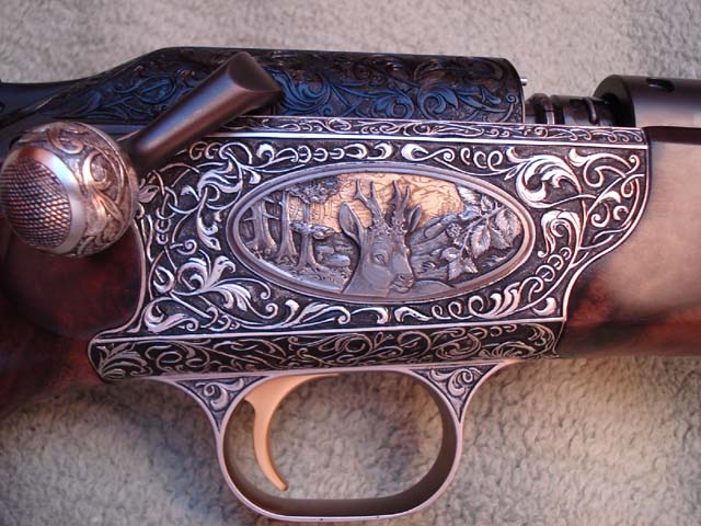 Blaser R93 Komplettveredelung von Sommer-Exklusiv - Gravuren, Gravur Rehwild Rehbock