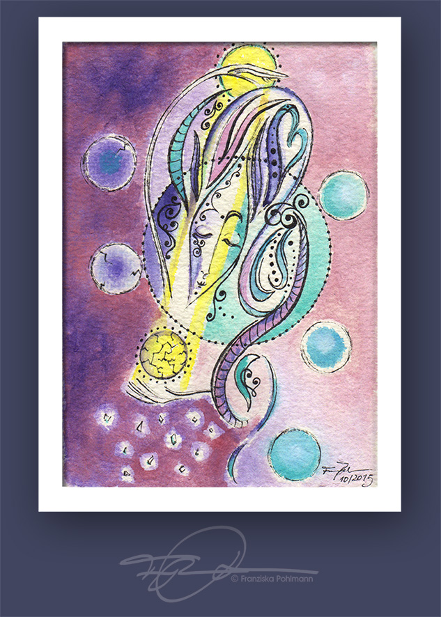 Herzflicken I Postkartenformat A6 I Aquarell, Tinte auf Büttenpapier I 2015 I Original nicht verfügbar