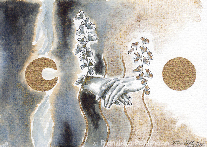 Gingko I Postkartenformat A6 I Aquarell, Tinte auf Aquarellpapier I 2017 I Original nicht verfügbar