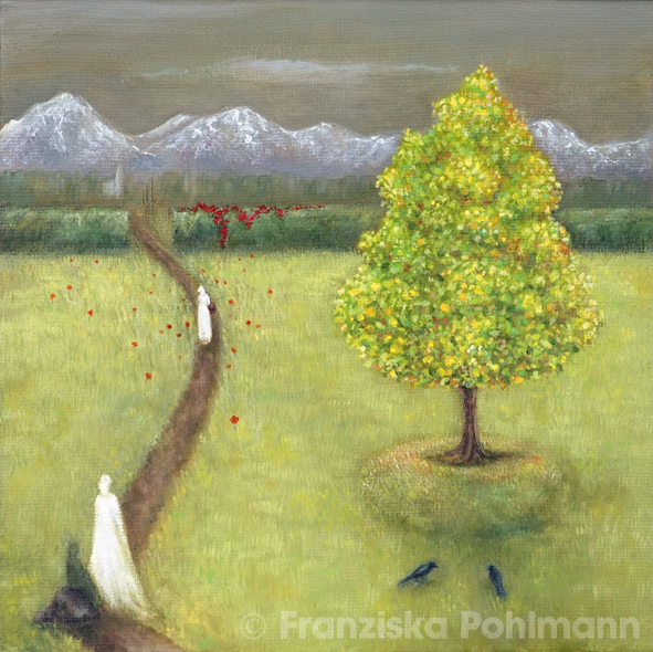 Garten der Heilung I 30 x 30 x 2,0 cm I Öl auf Leinwand I 2018 I Original nicht verfügbar I Bild als Druck (Postkarte) erhältlich