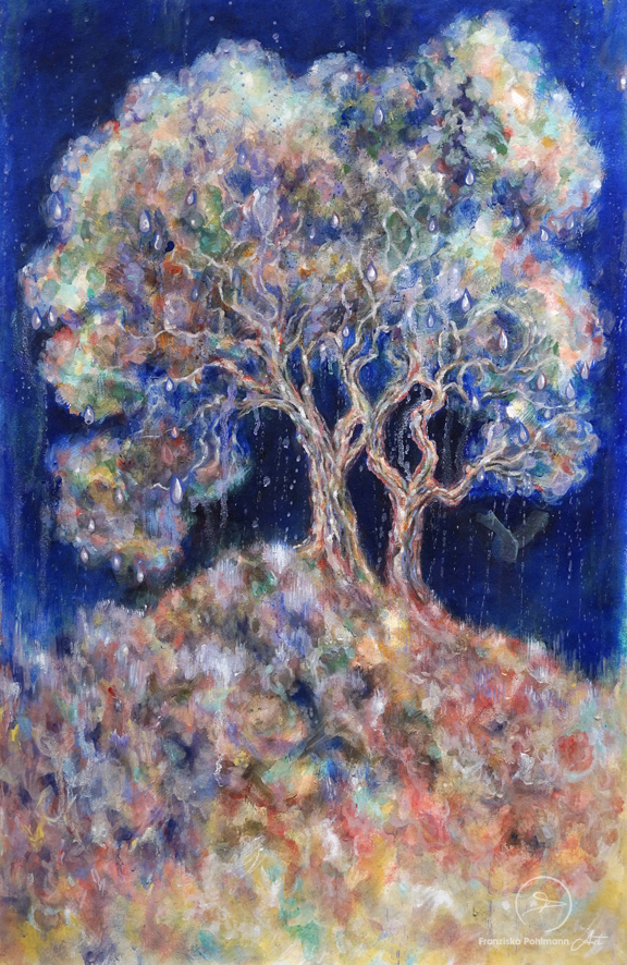 Blue Bird I Acryl (Natural Earth Pigments) auf Büttenpapier mit Büttenrand I ca. 795 x 555 mm I 2023 I Original verfügbar  