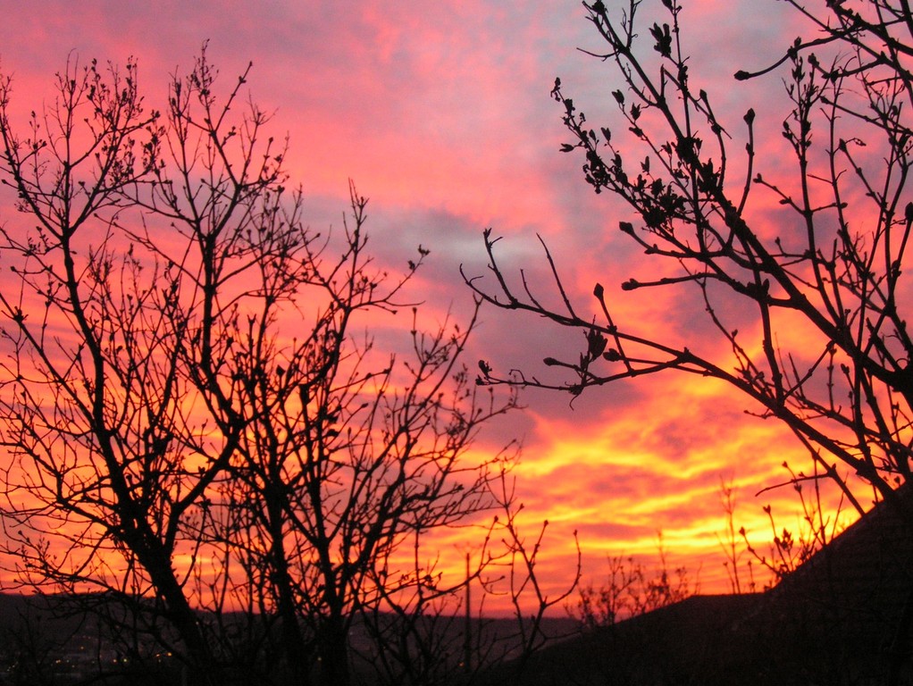 retour à Pannessières - coucher de soleil flamboyant