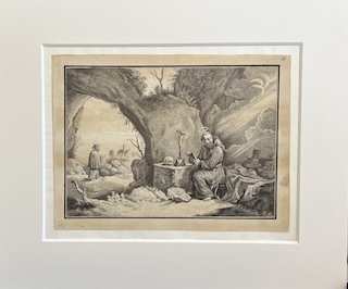 Zeichnung im Passepartout freigestellt - Shoufu / Japanpapier - reversible Fixierung