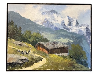 Bild eingelegt in Eisenrahmen. 