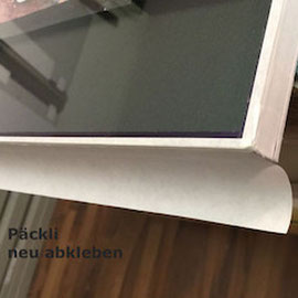 Einrahmen Päckli; Staubdicht abgeklebt