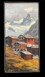 Wallis; Bild mit Eisenrahmen eingefasst. 