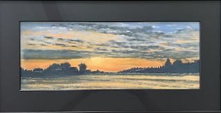 Einrahmung; Pastell von Schampi. Archiv - Passepartout unterlegt. Artglass, Nielsen Alurahmen.