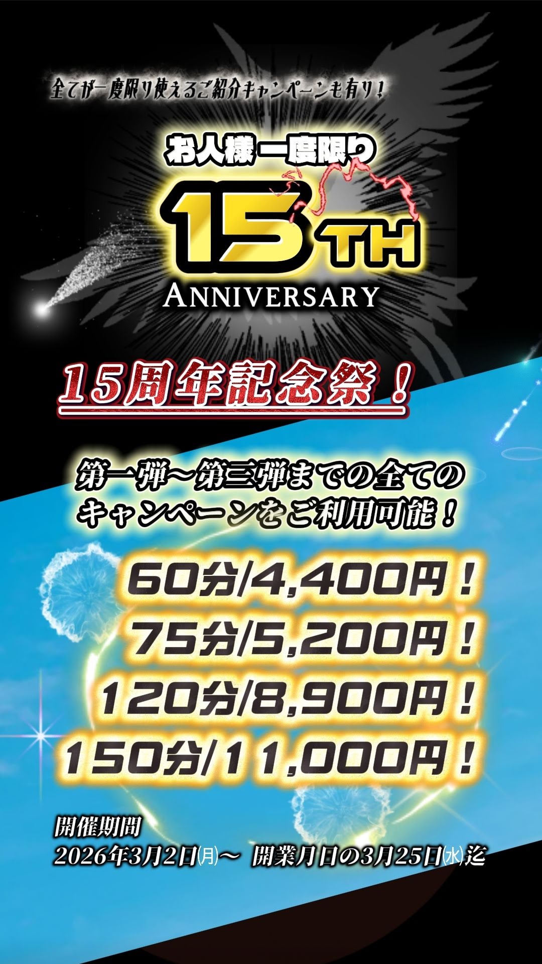 開業１５周年記念キャンペーン
