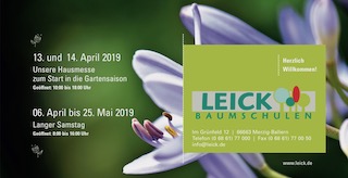 April 2019: Pam Jonas X Baumschulen Leick, Merzig, Flyer zur Hausmesse