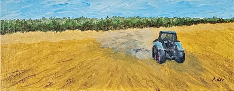 B000223 Die Mahd 2023, 50 x 20 cm, Acryl auf Leinwand, 210 €