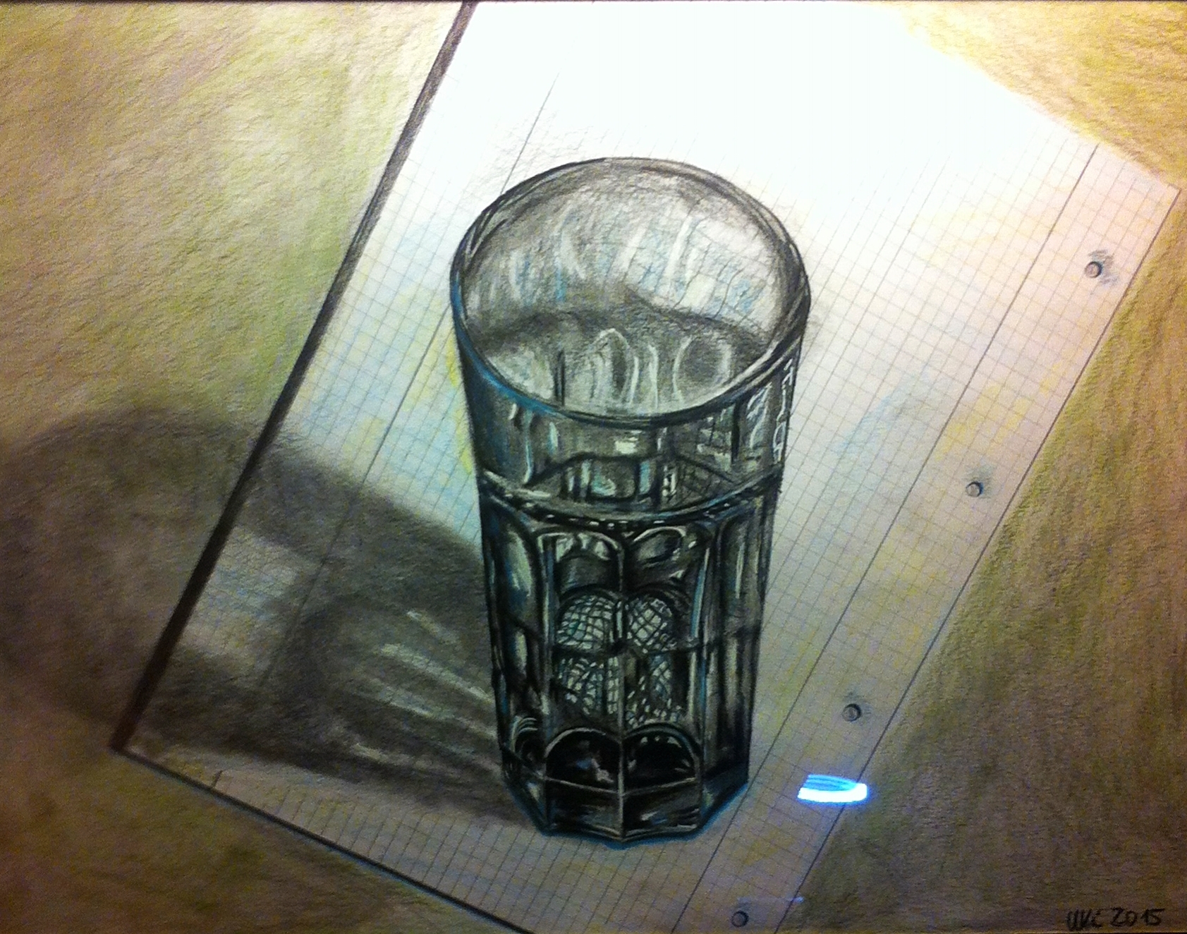 Glsstudie, colored pencil-Übung nach einer Anleitung von Marcello Barenghi
