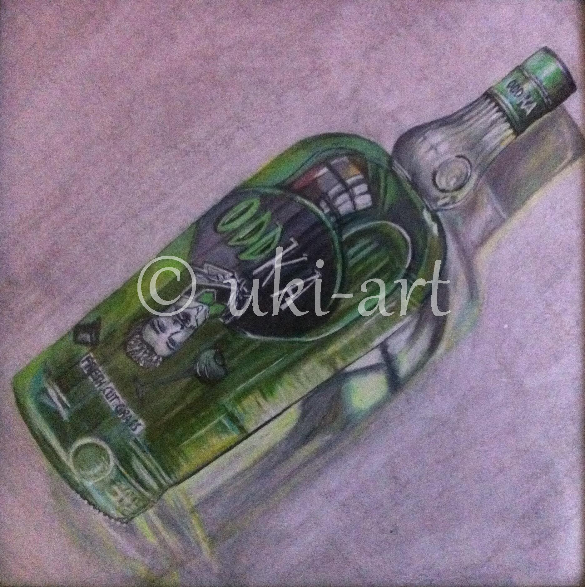 ODDKA bottle, colored pencil-Übung nach einer Anleitung von Marcello Barenghi