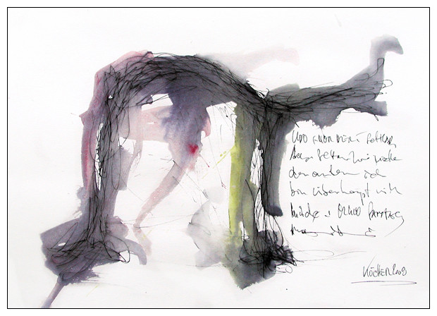 aus dem verborgenen - 2008 - tinte und acryl auf papier - 27 x 35 cm
