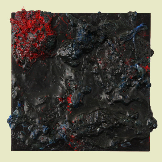 aus der serie verbrannt - 2011 - kunststofffolie auf mdf - 16 x 16 cm