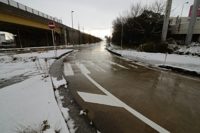バイパスランプ部の融雪状況