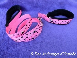 Collier martingale & laisse Minie Mouse.