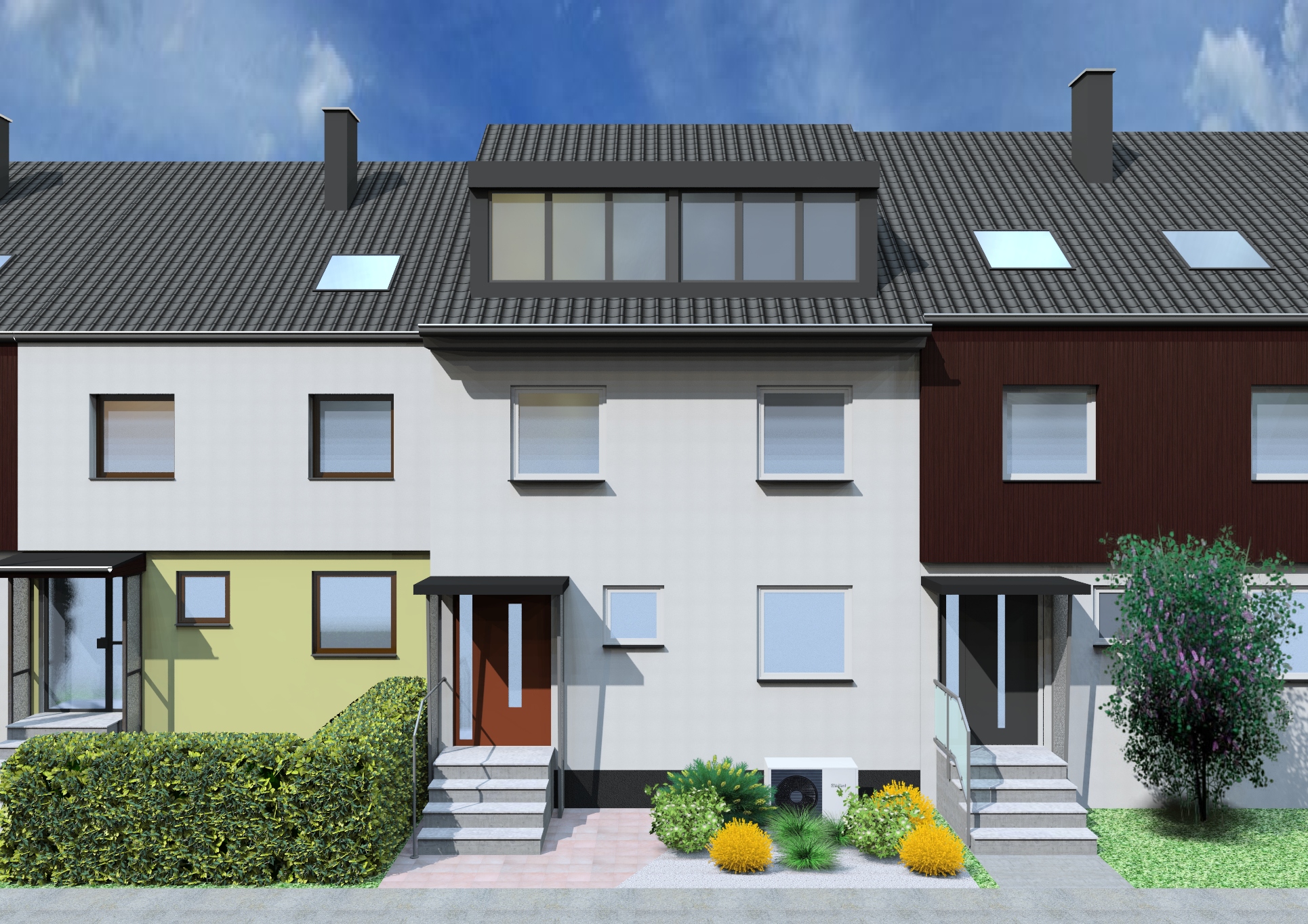 Visualisierung Haus Front_Reihenhaus