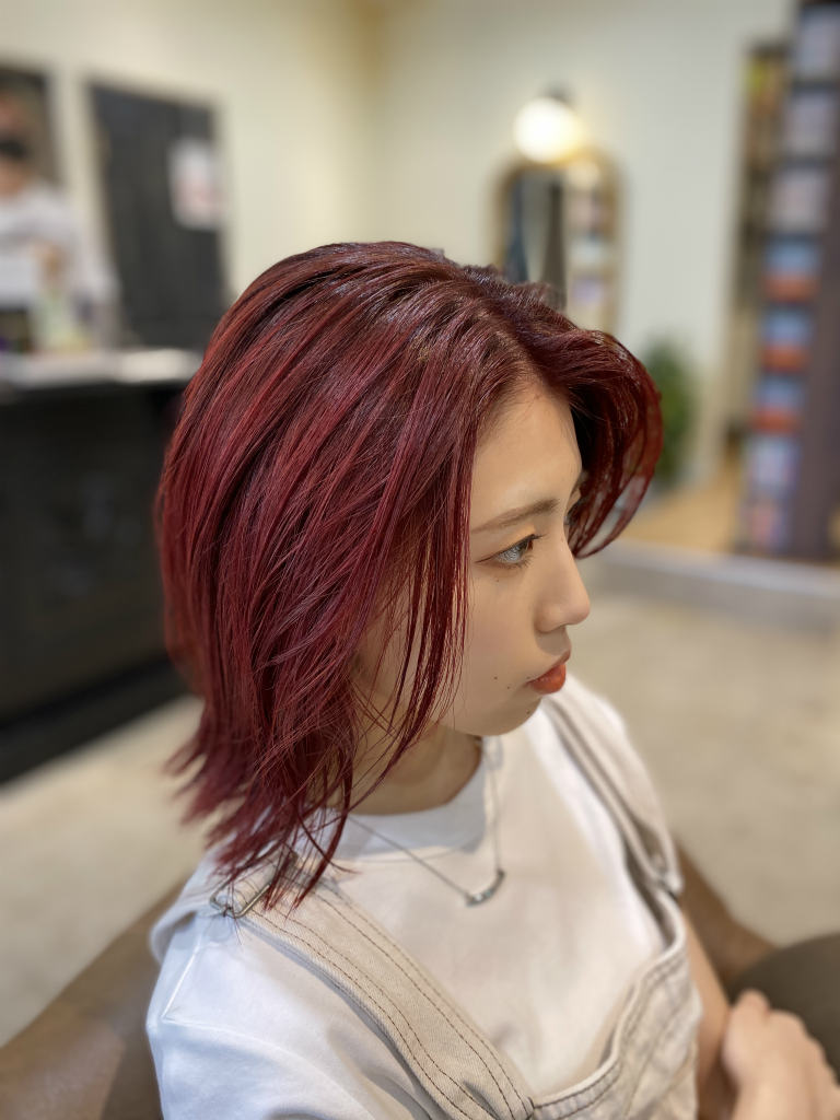 レッド 明星 ヘアカタログ 明るめの赤が可愛い！カシスレッド！！｜muze所属・カラー特化