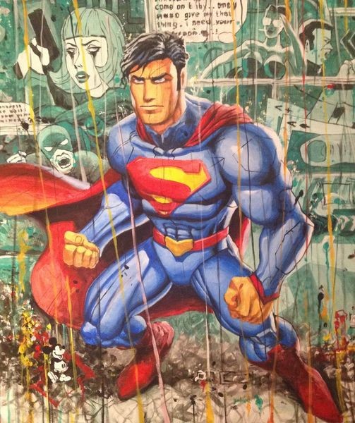 ,,Superman ,, Pop ARTAcryl auf Leinwand 60x50  verkauft 