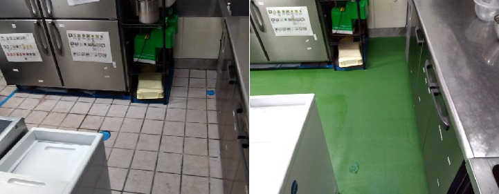 厨房床　施工事例　染めQ