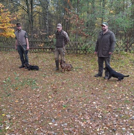   Hundeführer Jan Krauter, Florian Stäbener und Nico Anders