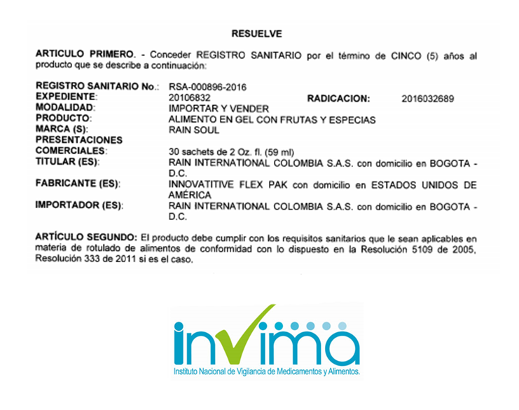 Instituto Nacional de Vigilancia de Medicamentos y Alimentos | Registro 000896-2016