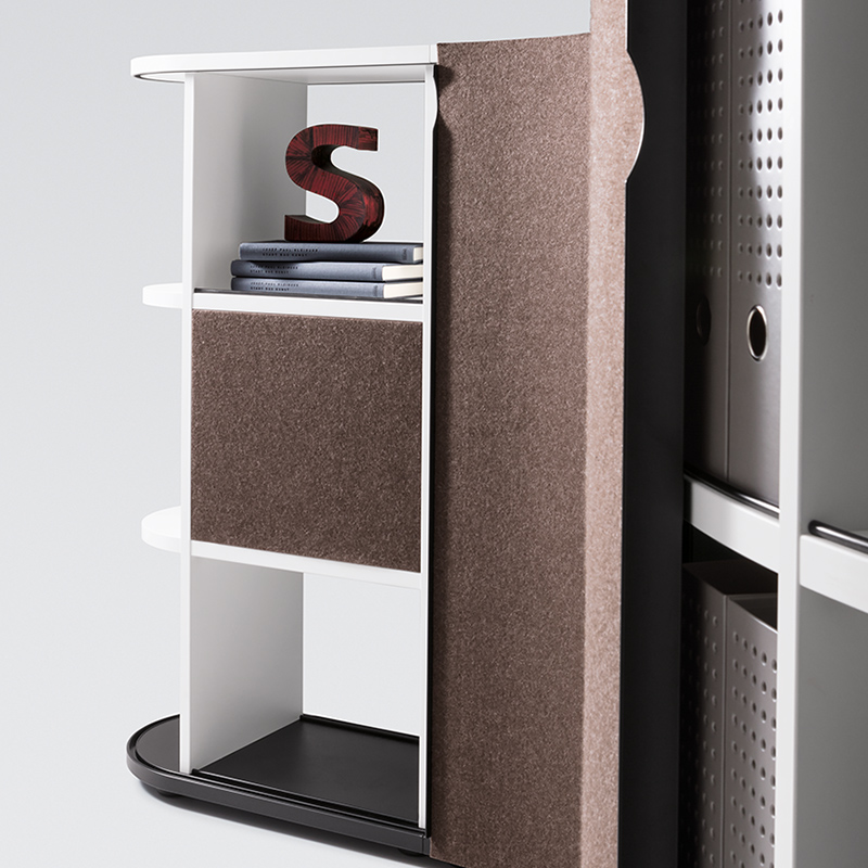 The moveable felt blind, "slider", also act as an acoustic shield.