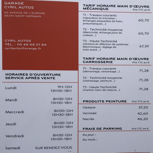 Tarif - Horaire