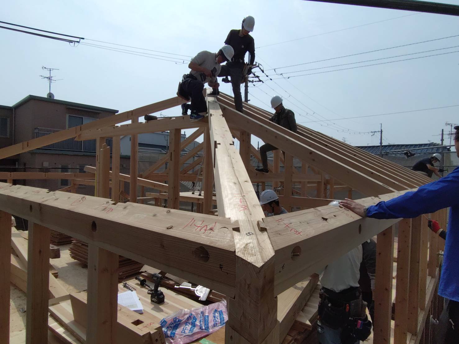 岩田町の家 建て方見学
