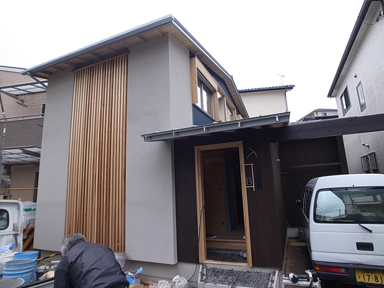 大津市の家　足場が取れています