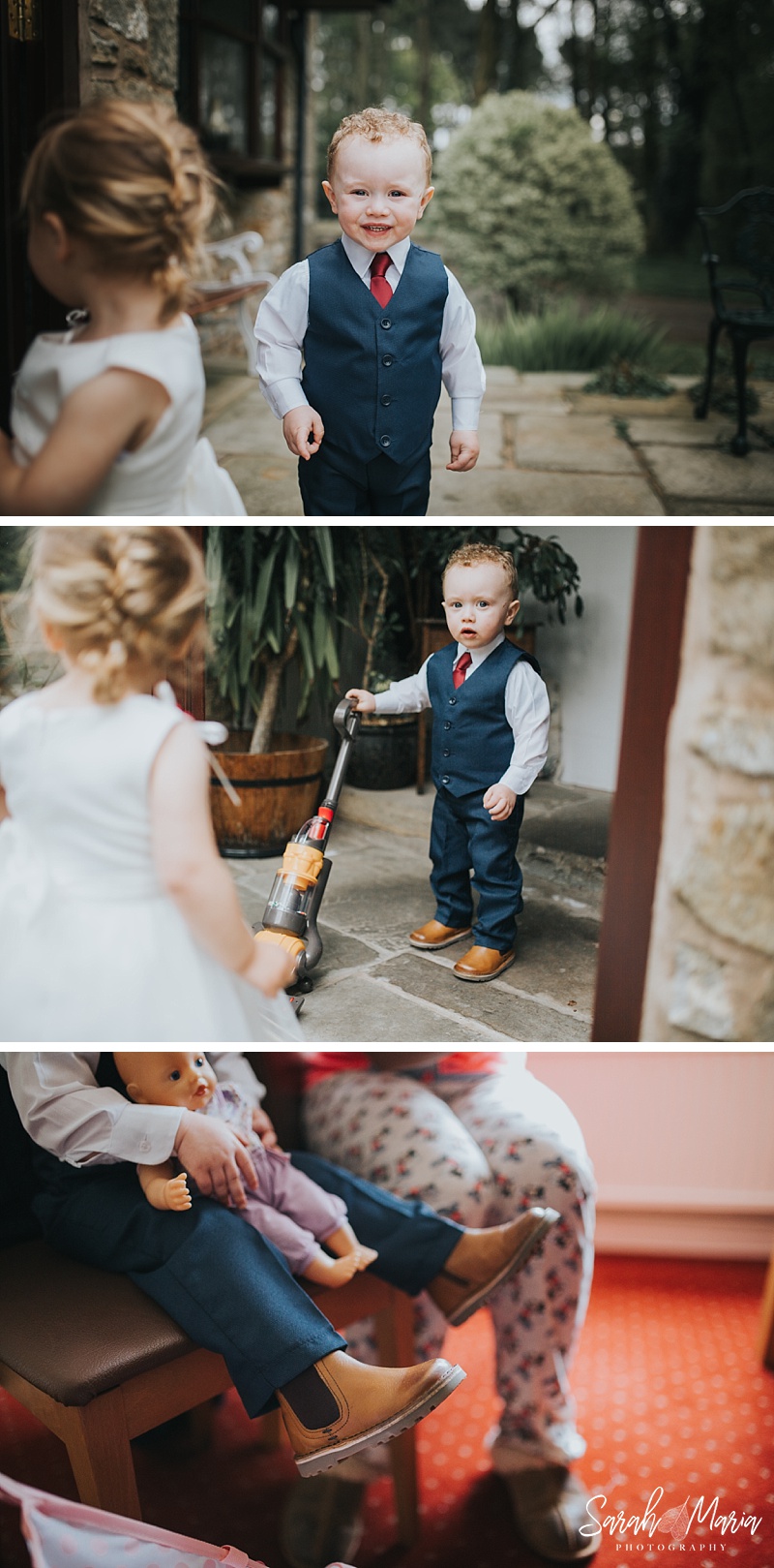 photographs of a cute little page boy smiling for the camera