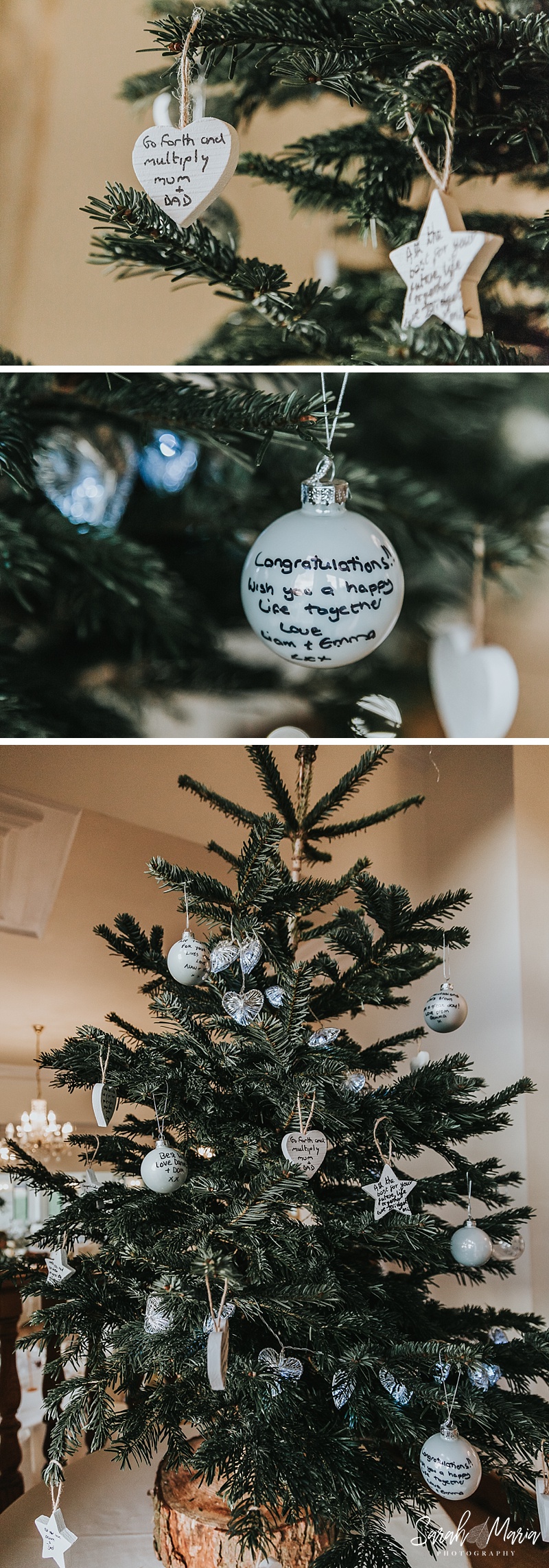 Christmas tree with baubles. An alternative idea for a wedding guest book