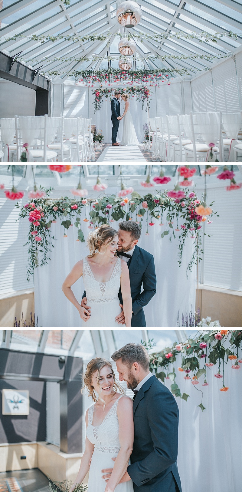 bride and groom portraits in the conservatory of the faversham