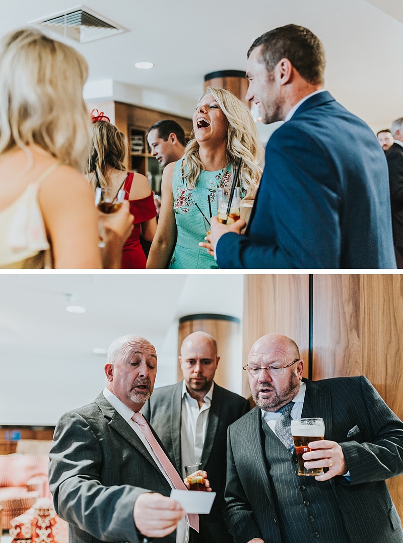 Guests having fun at a wedding with an alternative seating plan