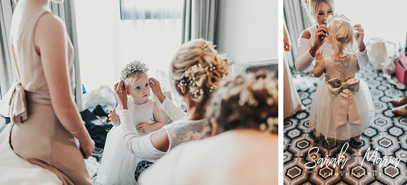 cute bridesmaid getting dressed