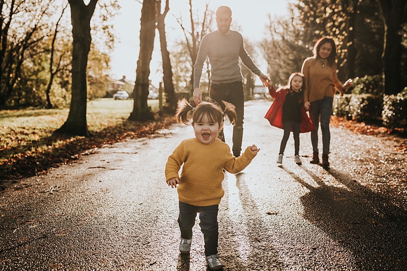 cute family portrait during autumn