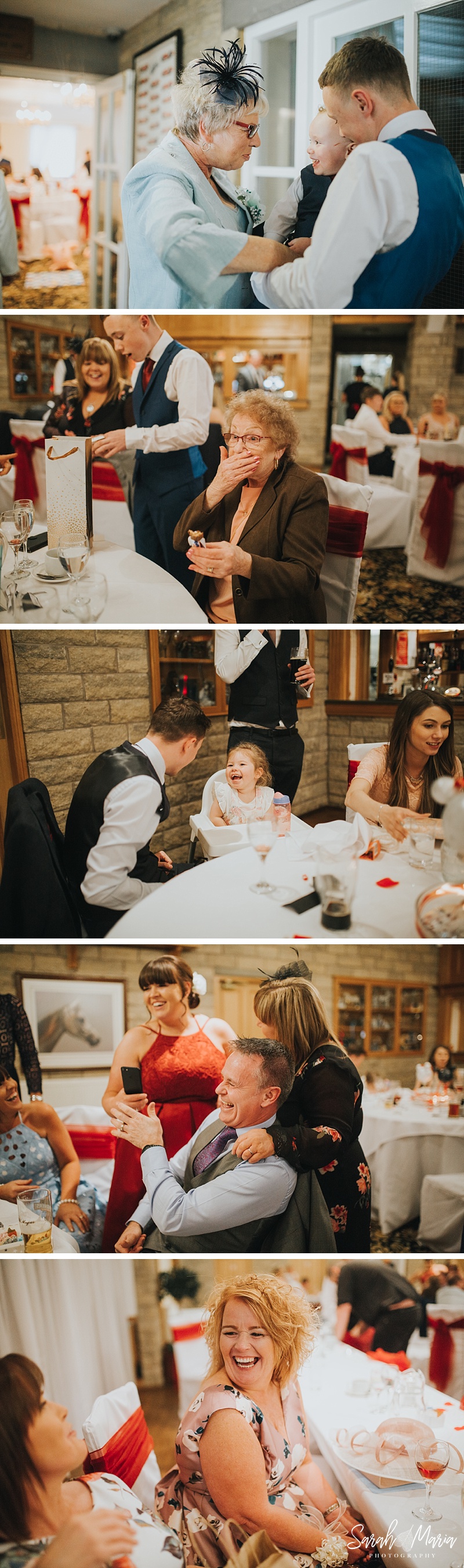 candid photographs of guests at a wedding at Ferraris country house hotel