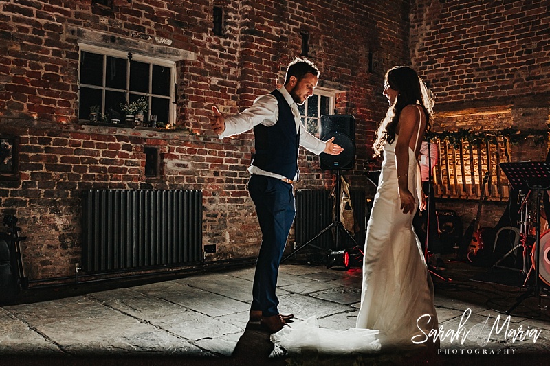 bride and groom during their first dance