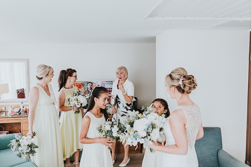 Mother of the bride seeing her daughter in her wedding dress for the first time