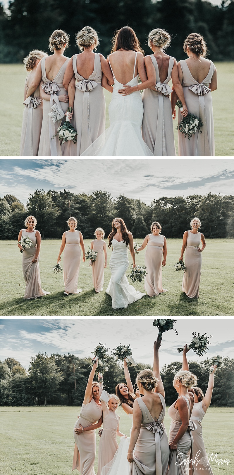 bridal party portrait at meols hall wedding venue