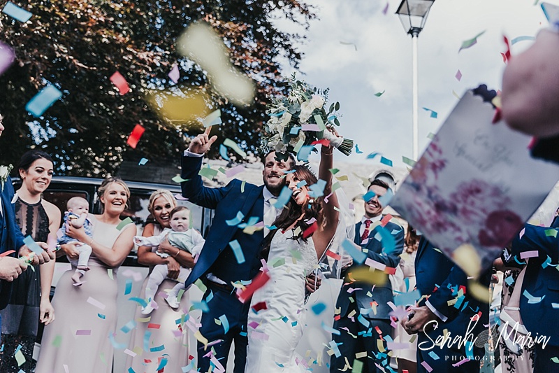 confetti wedding photo at meols hall wedding venue